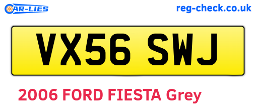 VX56SWJ are the vehicle registration plates.