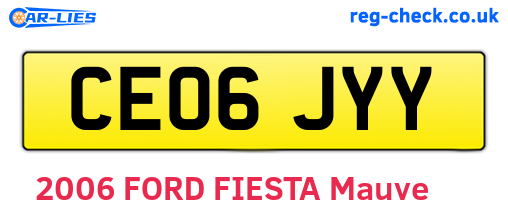 CE06JYY are the vehicle registration plates.