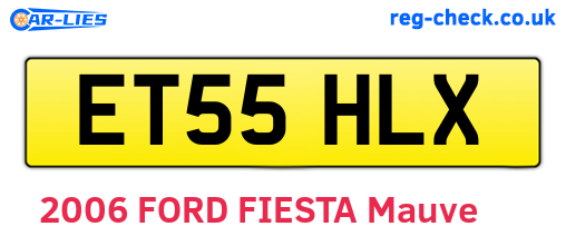 ET55HLX are the vehicle registration plates.