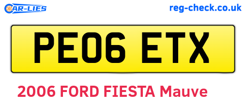 PE06ETX are the vehicle registration plates.