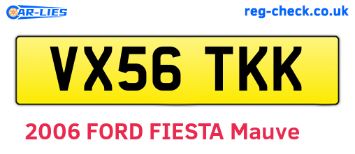 VX56TKK are the vehicle registration plates.