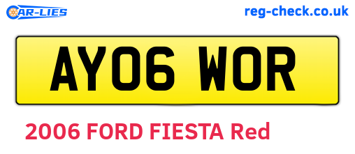 AY06WOR are the vehicle registration plates.