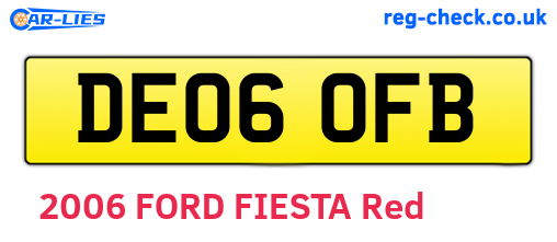 DE06OFB are the vehicle registration plates.
