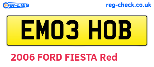 EM03HOB are the vehicle registration plates.