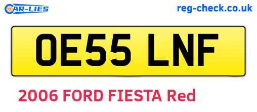 OE55LNF are the vehicle registration plates.