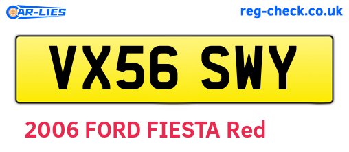 VX56SWY are the vehicle registration plates.