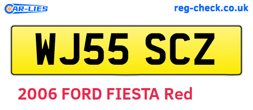 WJ55SCZ are the vehicle registration plates.