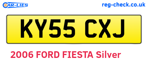 KY55CXJ are the vehicle registration plates.