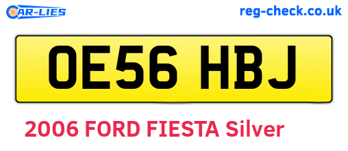 OE56HBJ are the vehicle registration plates.