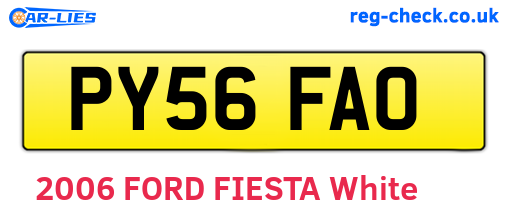 PY56FAO are the vehicle registration plates.