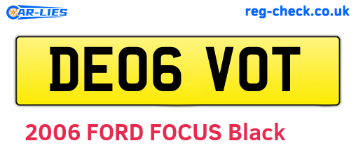 DE06VOT are the vehicle registration plates.