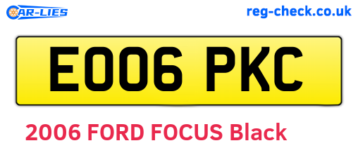 EO06PKC are the vehicle registration plates.