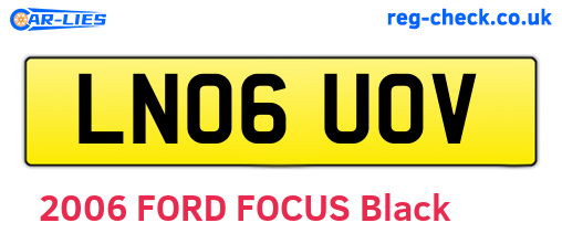 LN06UOV are the vehicle registration plates.