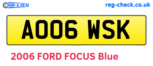 AO06WSK are the vehicle registration plates.