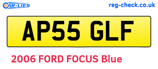 AP55GLF are the vehicle registration plates.