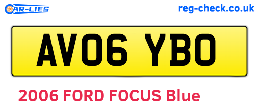 AV06YBO are the vehicle registration plates.