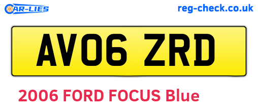AV06ZRD are the vehicle registration plates.