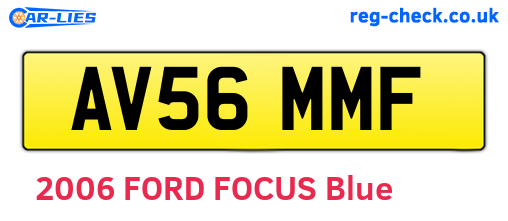 AV56MMF are the vehicle registration plates.