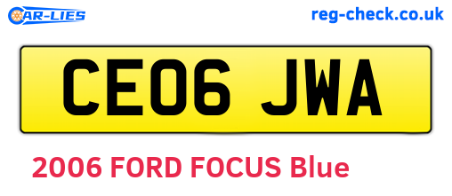 CE06JWA are the vehicle registration plates.