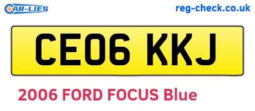 CE06KKJ are the vehicle registration plates.