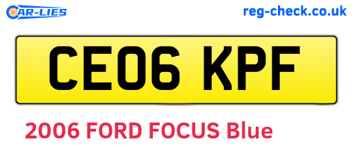 CE06KPF are the vehicle registration plates.