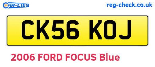 CK56KOJ are the vehicle registration plates.