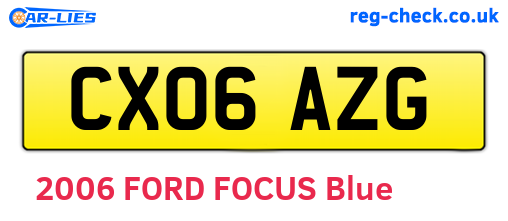 CX06AZG are the vehicle registration plates.