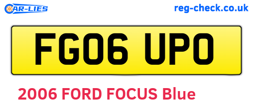 FG06UPO are the vehicle registration plates.