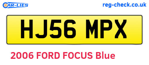 HJ56MPX are the vehicle registration plates.
