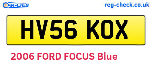 HV56KOX are the vehicle registration plates.