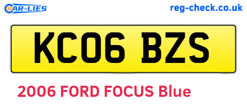 KC06BZS are the vehicle registration plates.