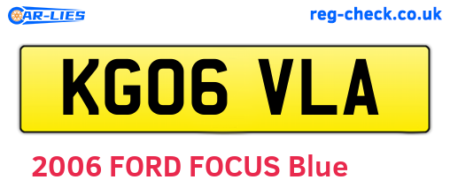 KG06VLA are the vehicle registration plates.