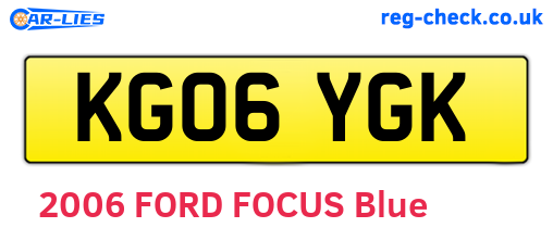 KG06YGK are the vehicle registration plates.