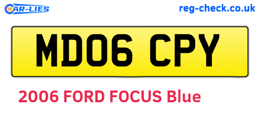 MD06CPY are the vehicle registration plates.