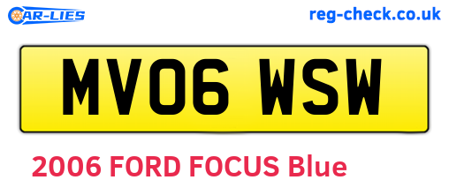 MV06WSW are the vehicle registration plates.