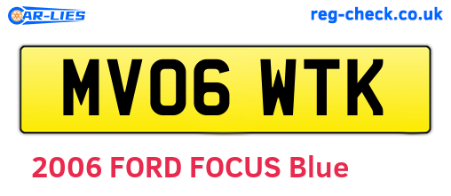 MV06WTK are the vehicle registration plates.