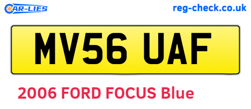 MV56UAF are the vehicle registration plates.