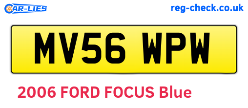 MV56WPW are the vehicle registration plates.