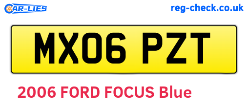 MX06PZT are the vehicle registration plates.