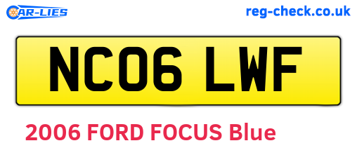 NC06LWF are the vehicle registration plates.