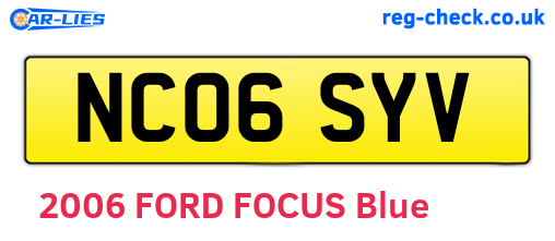 NC06SYV are the vehicle registration plates.