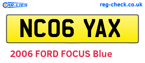 NC06YAX are the vehicle registration plates.