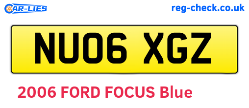 NU06XGZ are the vehicle registration plates.