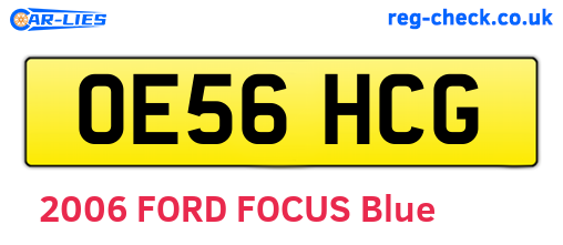 OE56HCG are the vehicle registration plates.