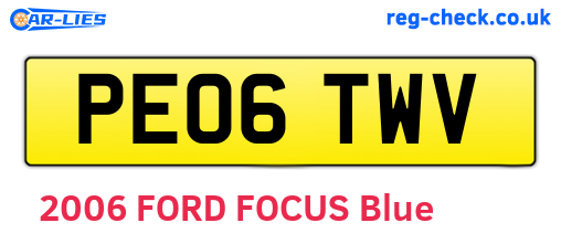 PE06TWV are the vehicle registration plates.