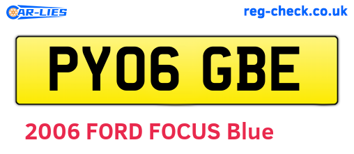 PY06GBE are the vehicle registration plates.