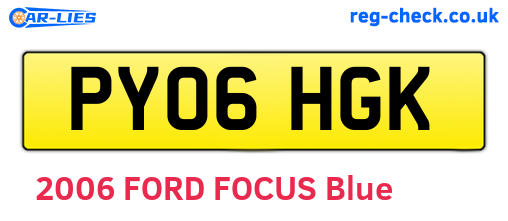 PY06HGK are the vehicle registration plates.