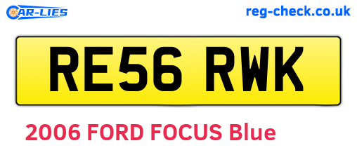 RE56RWK are the vehicle registration plates.