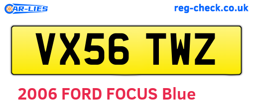 VX56TWZ are the vehicle registration plates.