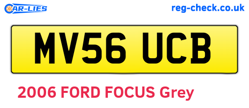 MV56UCB are the vehicle registration plates.
